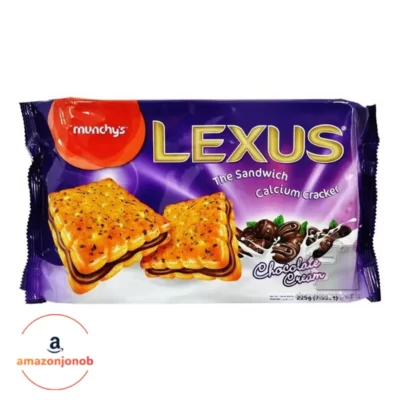 بیسکوییت لکسوس شکلاتی ۲۲۵ گرم - Munchys Lexus The Sandwich Calcium Cracker Chocolate Cream 12 Sachets