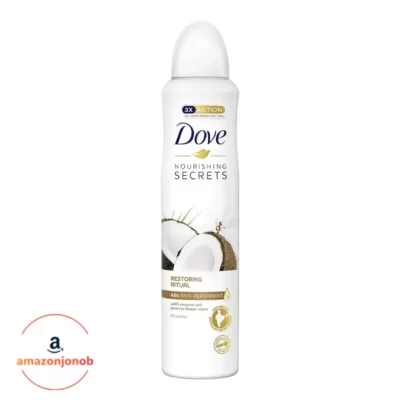 اسپری ضد تعریق داو Dove رایحه نارگیل و یاسمن Coconut & Jasmine حجم 150 میل (محصول هلند) - Dove Nourishing Secrets Coconut Jasmine Flower Anti perspirant Deodorant Aerosol
