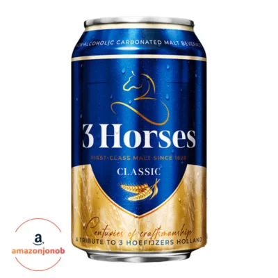 آبجو بدون الکل کله اسبی 3HORSES طعم کلاسیک 330 میل (محصول آلمان) - Three Horses First Class Malt Beverage Can Classic 330ml